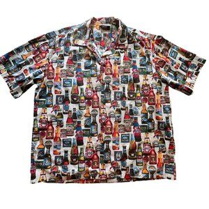 Vtg Pacific Legend Hawaiian Shirt Mens XXL Beer Bottles Campcore Tiki Bar USA